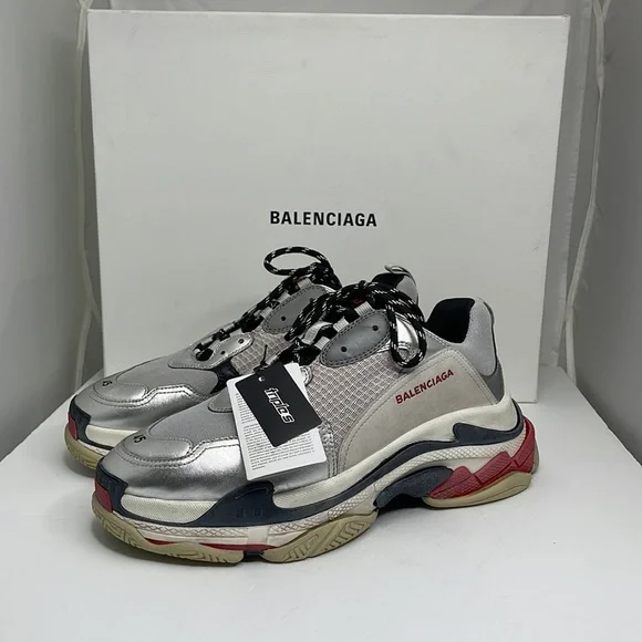 Balenciaga Triple S Silver with Red